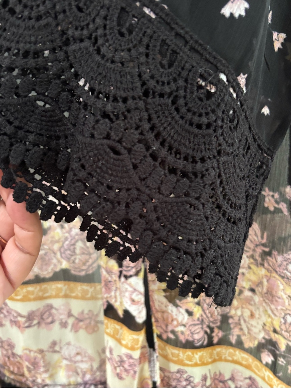 Rewind Floral Open Front Crochet Trim Kimono Cardigan XL - Picture 6 of 8
